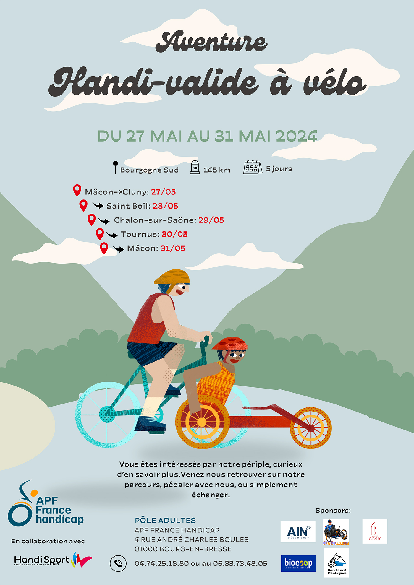 Une aventure "Handi-valide à vélo" de passage par Cluny